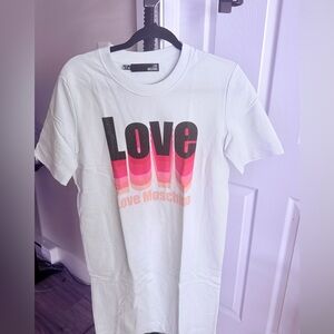 Love Moschino White Dress with Pink Ombre Graphic